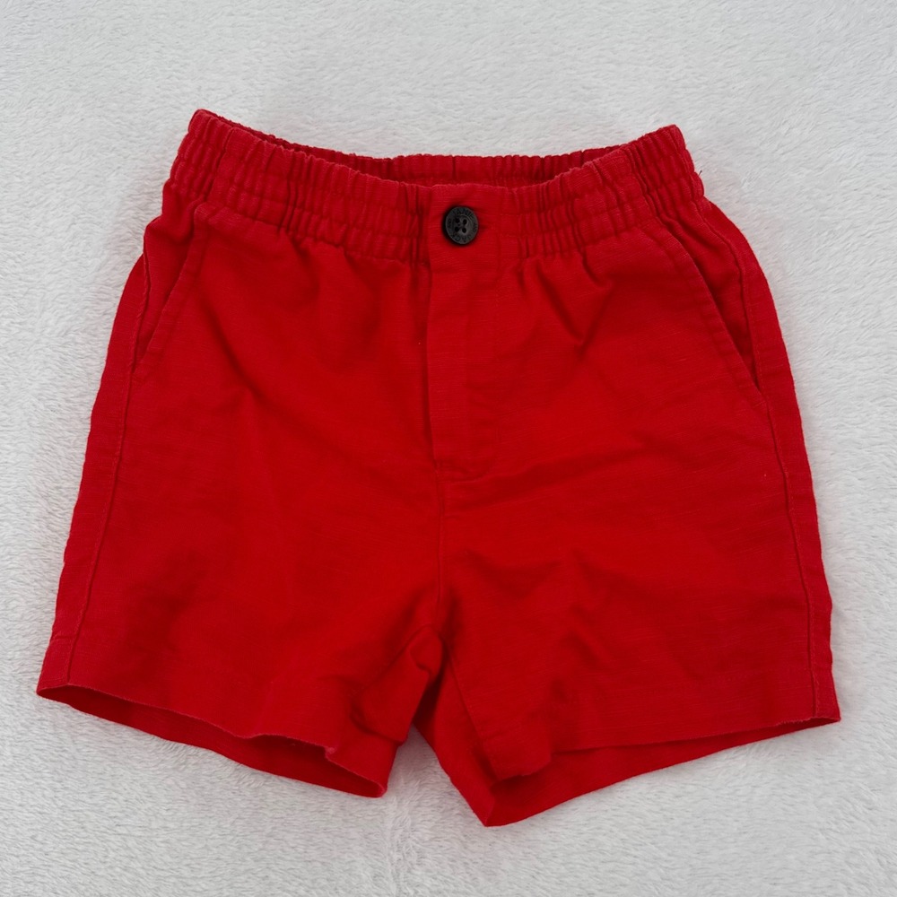 Janie‎ and Jack Baby Boy Shorts Size 12-18 Months Red Linen/Cotton Blend NWOT